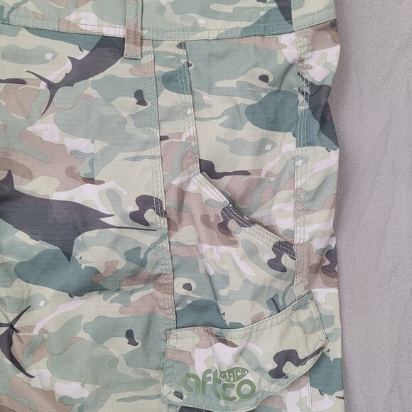 AFTCO‎ Camo Cargo Fishing Sz 42 Water Repellent Short Boat Outdoor Lightweight - Picture 9 of 13